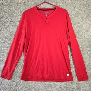 Rhone Henley Shirt Mens Large Red Long Sleeve Pima Cotton Stretch Minimalist